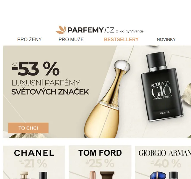 Parfemy.cz: Až -53 % na luxusní parfémy – červen 2026 | Nuslet.cz