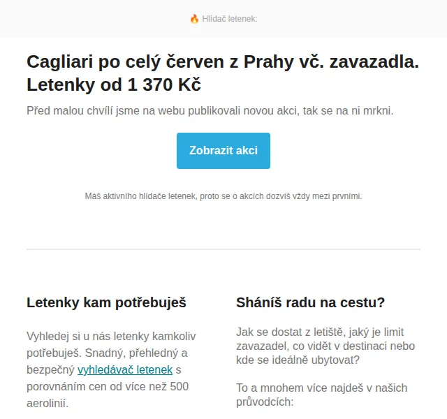 Cestujlevne.com: Cagliari z Prahy vč. zavazadla od 1 370 Kč – červen 2026 | Nuslet.cz