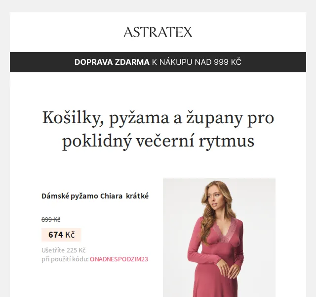 Astratex.cz: Prádlo, pyžama, župany −25 % s kupónem – červenec 2026 | Nuslet.cz