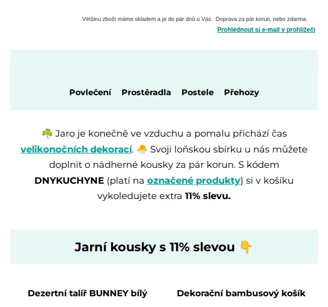Výprodej povlečení: Velikonoční dekorace s 11% slevou – červenec 2026 | Nuslet.cz