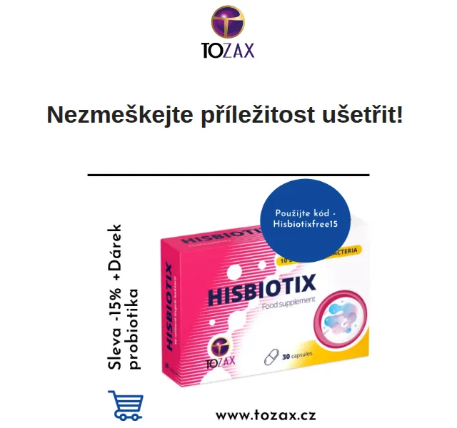 Tozax CZ: sleva 15 % a probiotika Hisbiotix zdarma – červen 2026 | Nuslet.cz