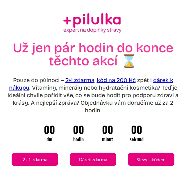 Pilulka: 2+1 zdarma, 200 Kč zpět a dárky – červenec 2026 | Nuslet.cz