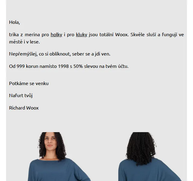 Richard Woox: Trika z merina s 50% slevou – červenec 2026 | Nuslet.cz
