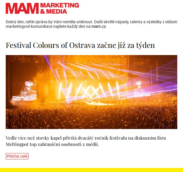 Marketing & Media: Festival Colours of Ostrava – červenec 2026 | Nuslet.cz