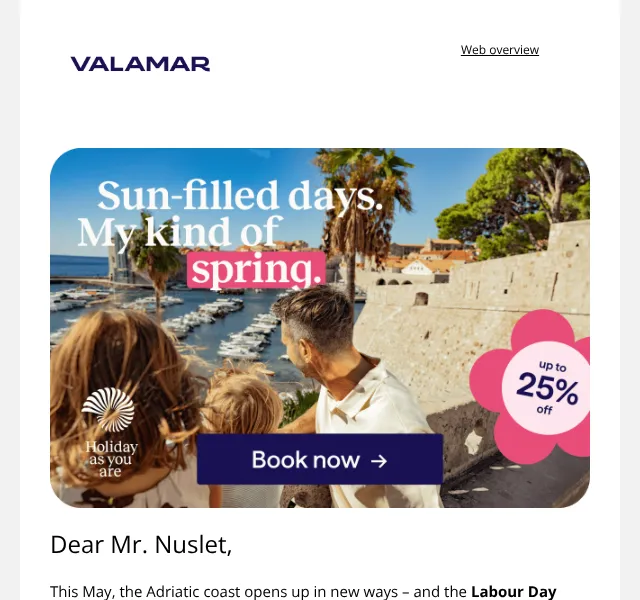 Valamar: až 25 % sleva na pobyty – květen 2026 | Nuslet