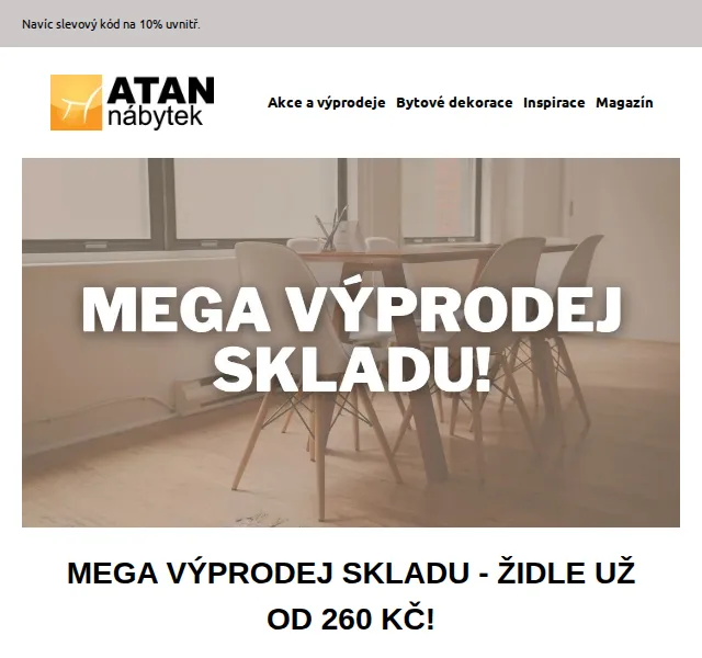 ATAN nábytek: Mega výprodej skladu – židle od 260 Kč! | Nuslet.cz
