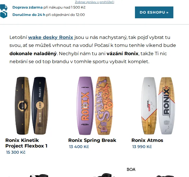 SNOWBOARD ZEZULA: Wakeboardy Ronix a Hyperlite – červen 2026 | Nuslet.cz