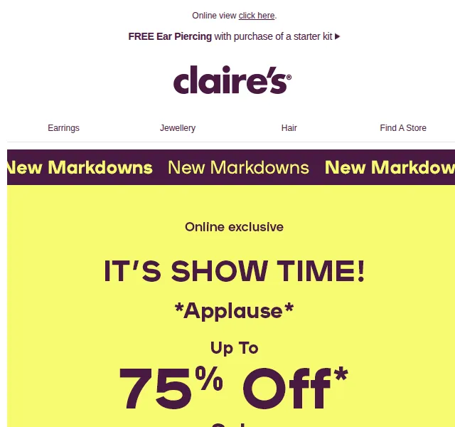 Claire's: Sleva až 75 % na šperky a doplňky – červen 2026 | Nuslet.cz