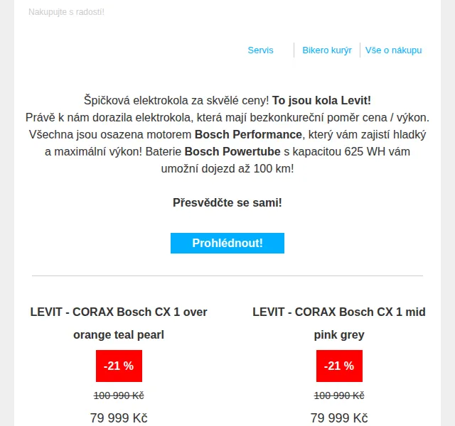 czbikero: Sleva 21–23 % na elektrokola LEVIT – červen 2026 | Nuslet.cz