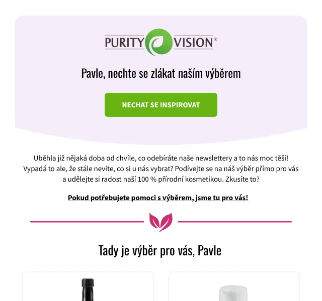 PURITY VISION: kosmetika speciálně pro vás – září 2026