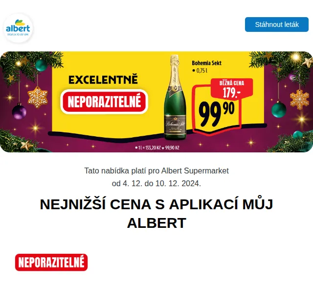 Albert: Kuře za 49,90 Kč, Vejce za 44,90 Kč – prosinec 2024 | Nuslet.cz