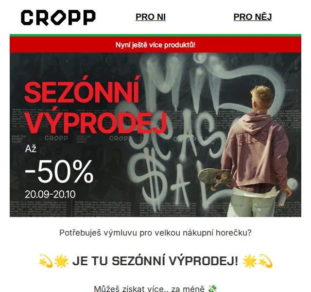 Cropp sezónní výprodej – červen 2026 | Nuslet.cz