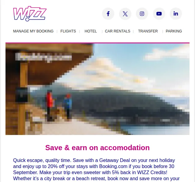 Wizz Air: Ušetřete až 20 % na ubytování – červenec 2026 | Nuslet.cz
