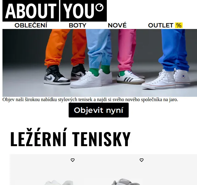 ABOUT YOU: široká nabídka tenisek na jaro – červenec 2026 | Nuslet.cz