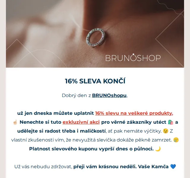 BRUNOshop: 16% sleva na šperky – červen 2026 | Nuslet.cz