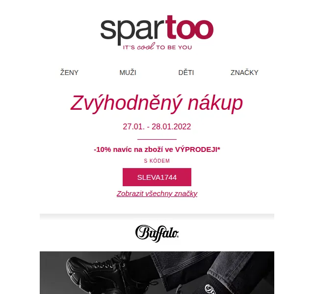 Spartoo: Slevy až -60% na Buffalo, Puma, Guess – červen 2026 | Nuslet.cz