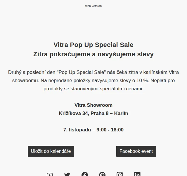 Vitra: Pop Up Special Sale – slevy až o 10 % vyšší – červen 2026 | Nuslet.cz
