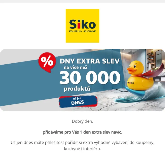 SIKO: 20 % sleva na koupelny a kuchyně – duben 2026