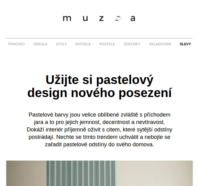 MUZZA: pastelový nábytek a posezení – červen 2026 | Nuslet.cz