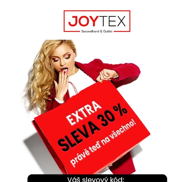 Joytex.shop: Extra 30% sleva na celý nákup – červen 2026 | Nuslet.cz