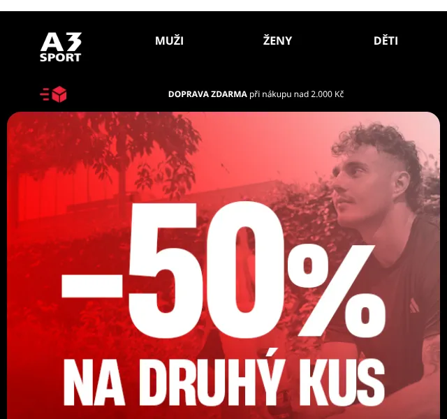 A3SPORT.CZ: Druhý kus za 50 % slevu – červenec 2026