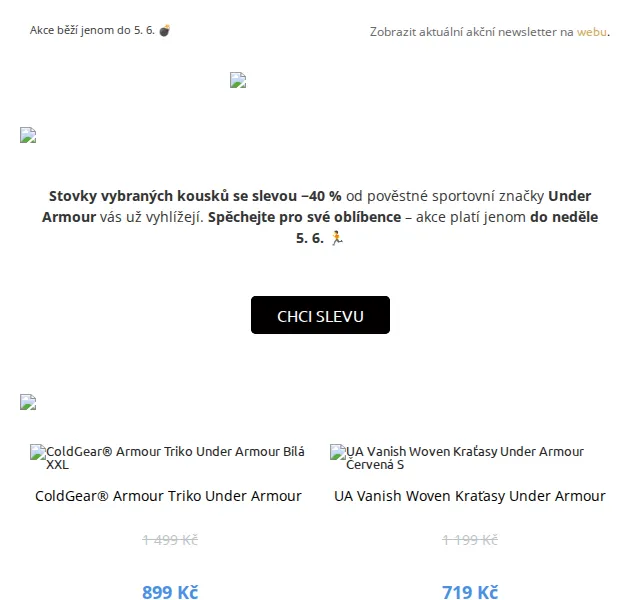 UrbanStore: Under Armour −40 % na vybrané kousky – červen 2026 | Nuslet.cz