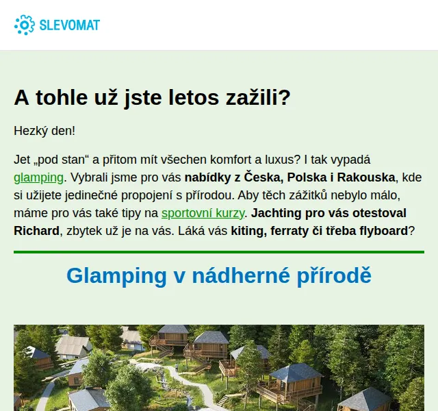 Slevomat: Glamping a sportovní kurzy – červen 2026 | Nuslet.cz
