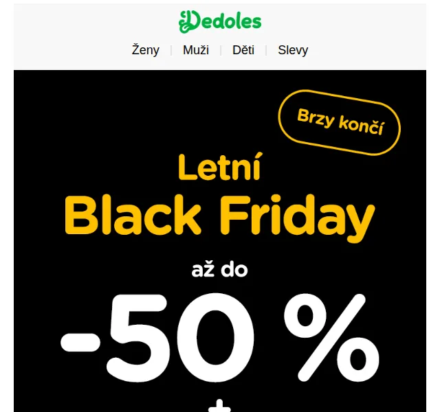 Dedoles.cz: Letní Black Friday – slevy až 50 % + 25 % navíc – červen 2026 | Nuslet.cz