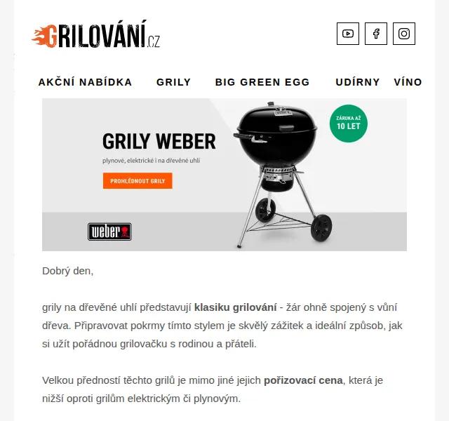 Grilování.cz: Grily na dřevěné uhlí a doplňky od 499 Kč – červenec 2026 | Nuslet.cz