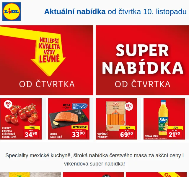 Lidl: Mexické speciality a čerstvé maso – listopad 2026 | Nuslet.cz