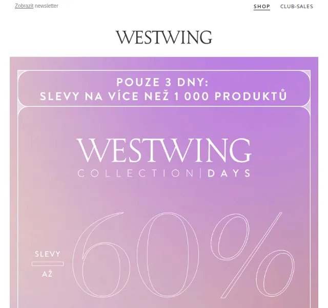 Westwing: Westwing Collection Days – slevy až -60 % – červen 2026 | Nuslet.cz