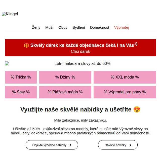 KLiNGEL: Módní kousky až 60 % – červenec 2026 | Nuslet.cz