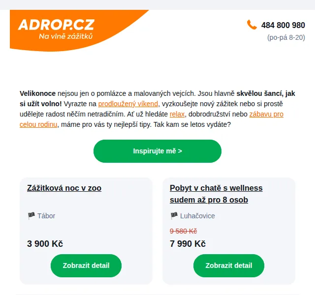Adrop: Zážitky a pobyty – slevené až o 17 % – červenec 2026 | Nuslet.cz