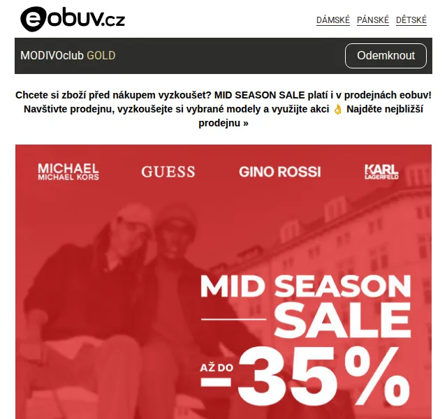 eobuv.cz: Mid Season Sale až -35 % – kód SEASON
