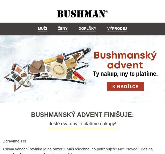BUSHMAN: Vánoční výprodej finišuje – až 15% sleva – červen 2026 | Nuslet.cz