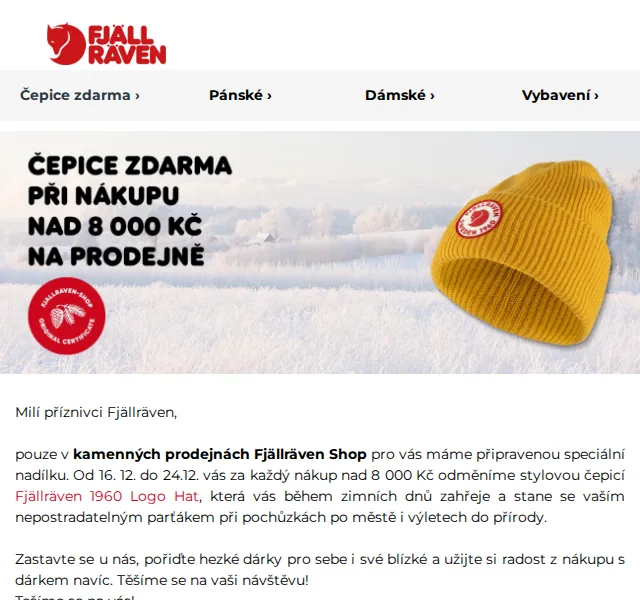 Fjallraven-shop: Čepice zdarma k nákupu nad 8 000 Kč – červenec 2026 | Nuslet.cz