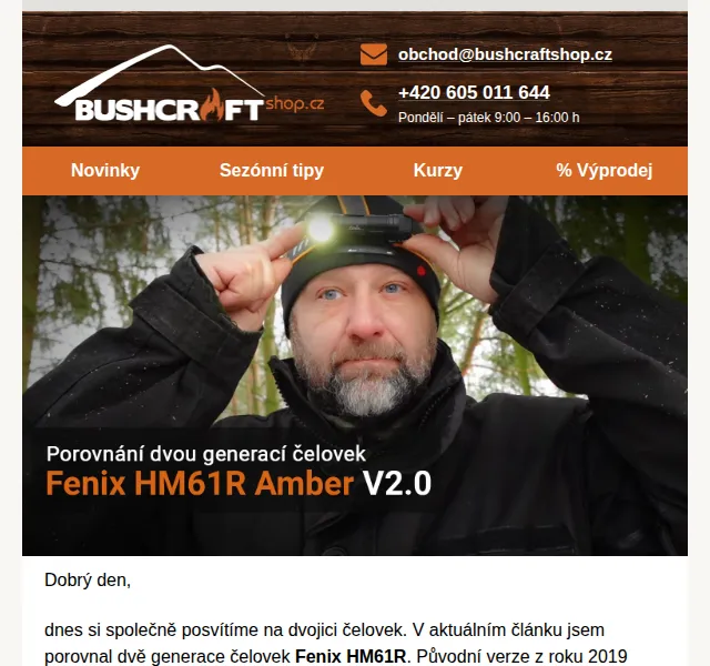 Bushcraftshop: čelovka Fenix HM61R V2.0 za 2 399 Kč – červen 2026 | Nuslet.cz