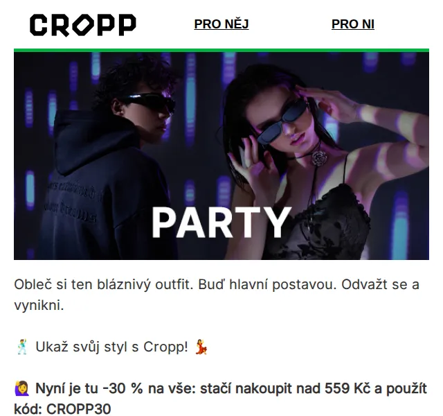 Cropp: sleva 30 % na vše – červenec 2026 | Nuslet.cz