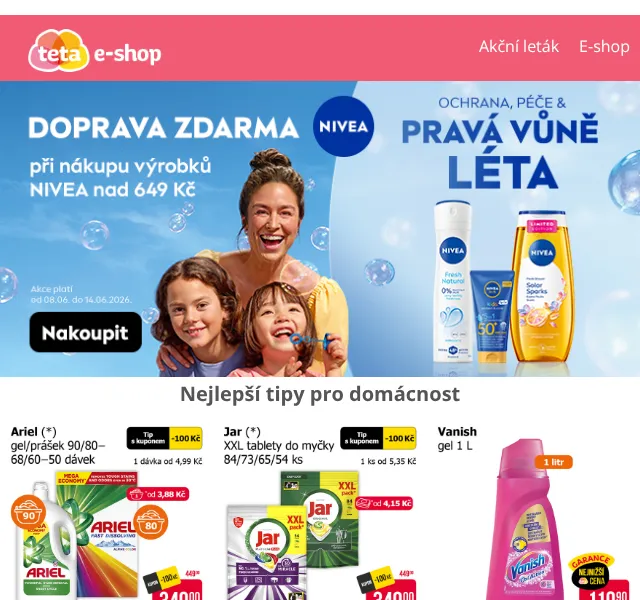 Teta drogerie: Doprava zdarma + akce – Červen 2026 | Nuslet.cz
