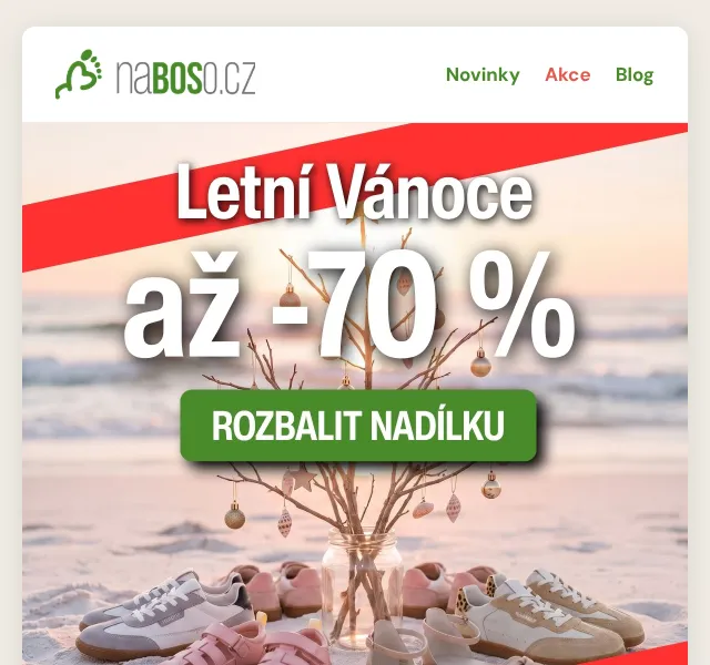 naBOSo: Letní Vánoce – sleva až 70 % | srpen 2026