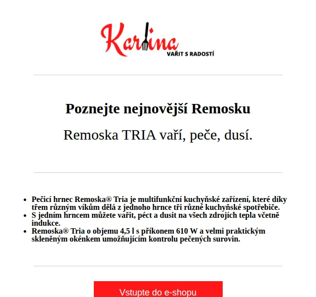 Karlina CZ: Remoska TRIA multicooker 4,5 l – červen 2026 | Nuslet.cz