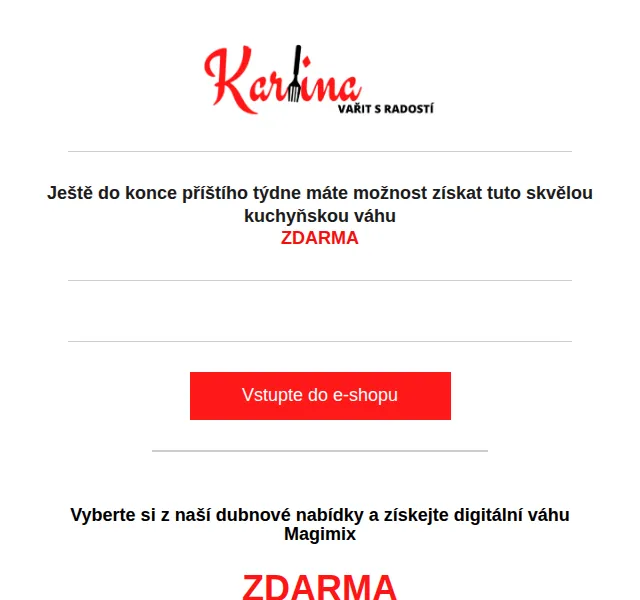 Karlina: Digitální váha Magimix ZDARMA – červen 2026 | Nuslet.cz