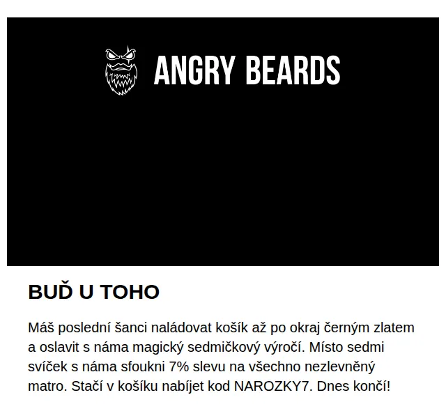 Angrybeards: 7% sleva na narozeniny – červenec 2026 | Nuslet.cz