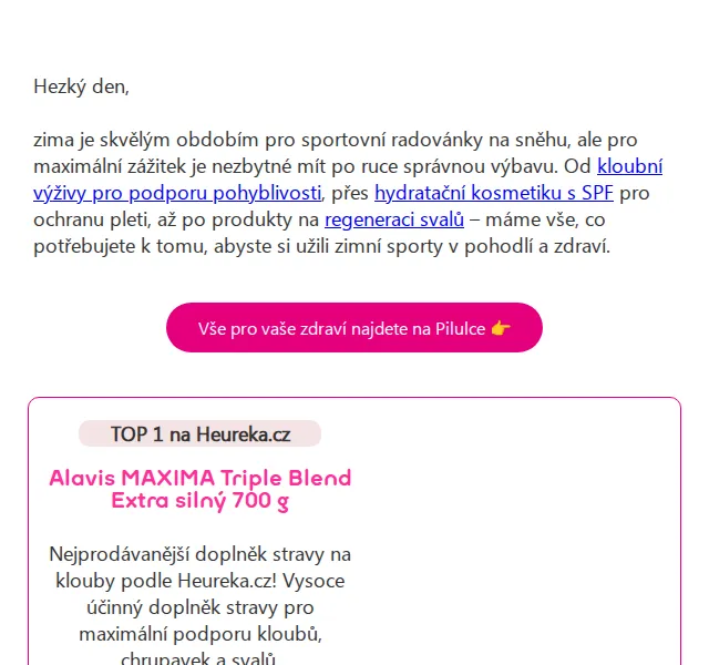 Pilulka.cz: Doplňky na zimu – klouby, pleť, svaly – červenec 2026 | Nuslet.cz