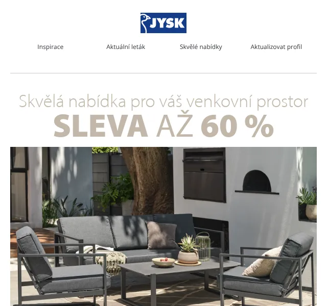 JYSK: Zahradní nábytek a osvětlení – sleva až 60 % | Duben 2026