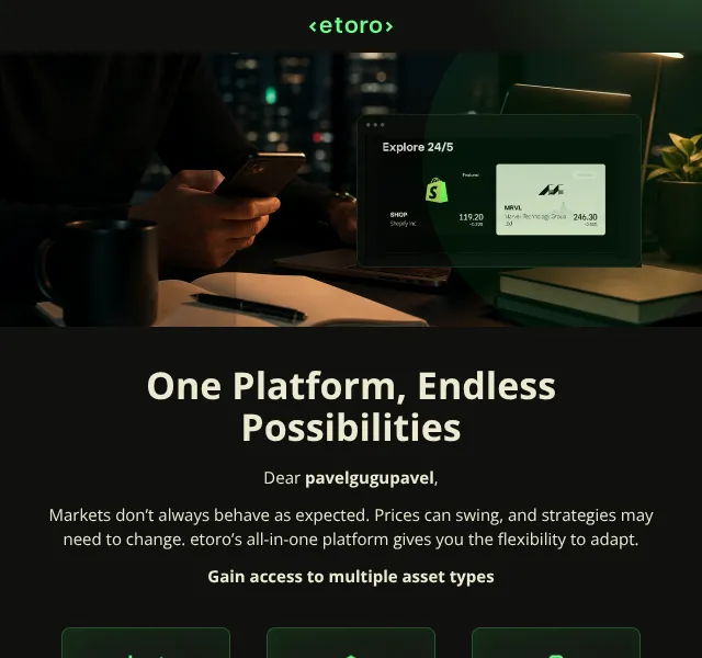eToro: Všechny trhy na jedné platformě – září 2026