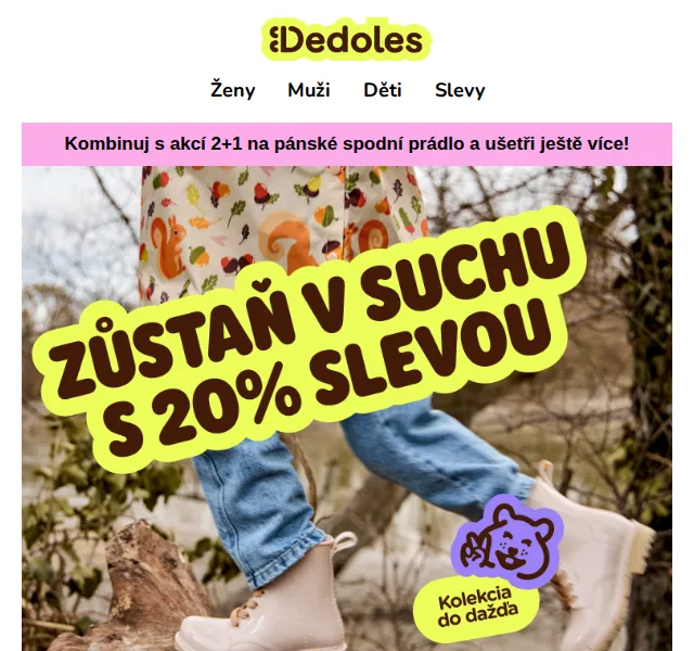 Dedoles: -20 % na kolekci do deště + 2+1 pánské prádlo – červenec 2026 | Nuslet.cz