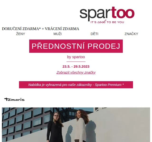 Spartoo: Až -50 % na Tamaris, Mjus a Ellesse s dopravou zdarma – červen 2026 | Nuslet.cz