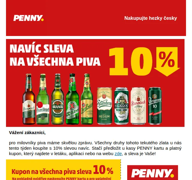 Penny: 10% sleva na všechna piva – červenec 2026 | Nuslet.cz