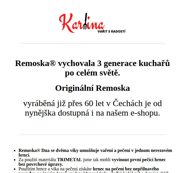 Karlina CZ: Remoska Dua se slevou až 28% – červen 2026 | Nuslet.cz